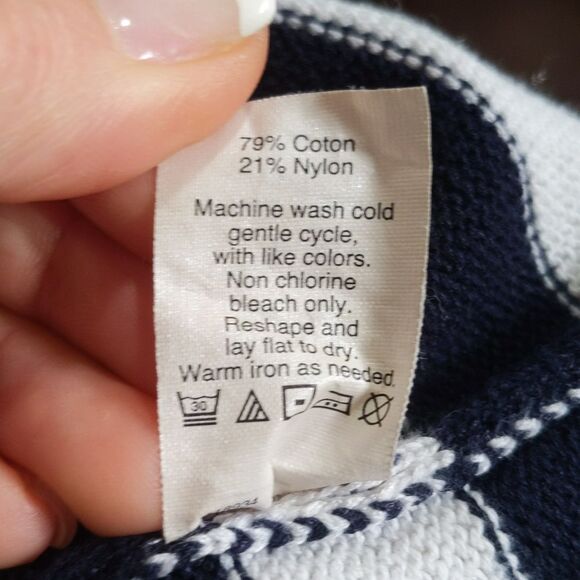 J. Crew navy blue & white striped cotton blend sweater, 3/4 length sleeves XXS - Picture 6 of 6